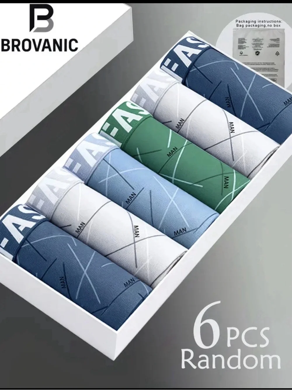 FASHION Men’s Boxer Briefs Pack — Blue, Light Blue, Green, White